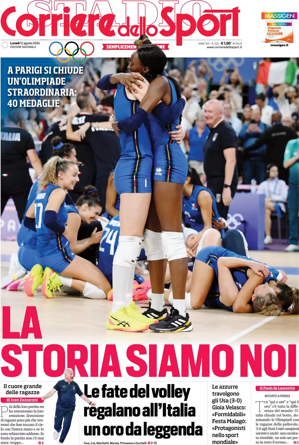 anteprima della prima pagina di corriere-dello-sport del 12/08/2024