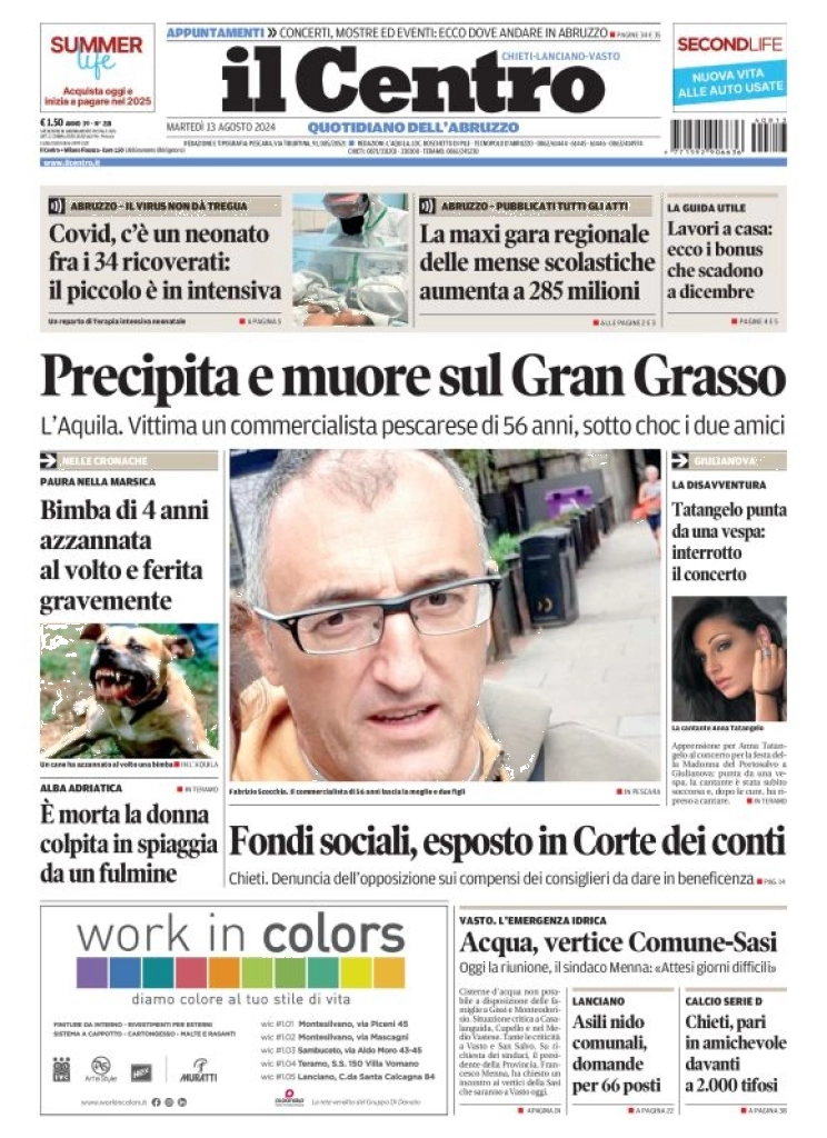 anteprima della prima pagina di il-centro-chieti del 13/08/2024