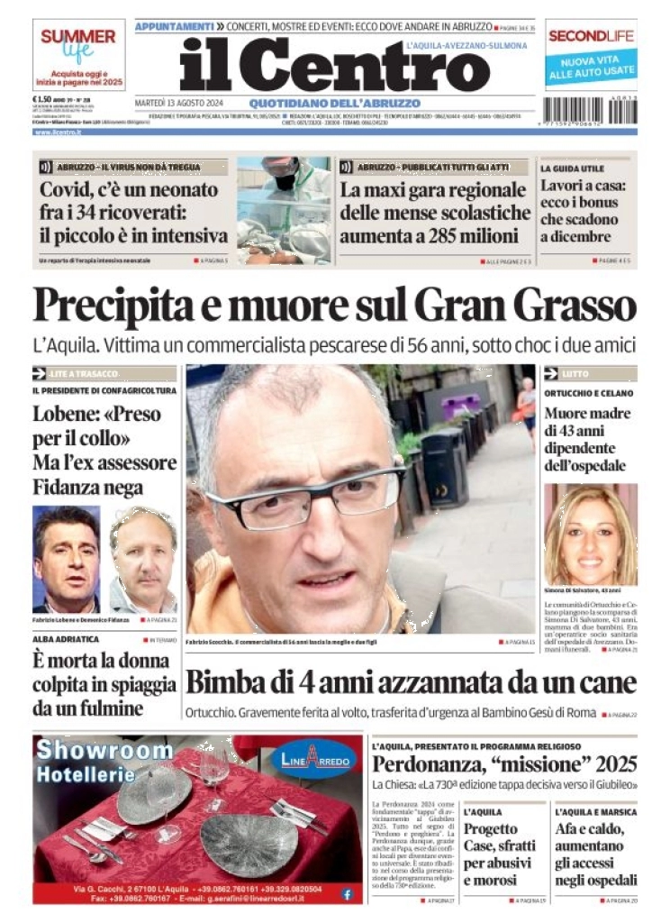 anteprima della prima pagina di il-centro-laquila del 13/08/2024