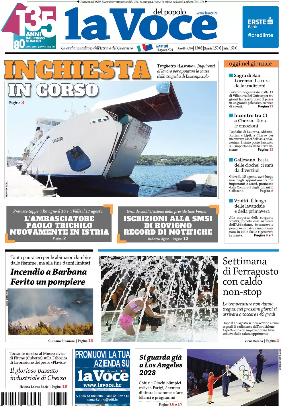 anteprima della prima pagina di la-voce-del-popolo del 13/08/2024
