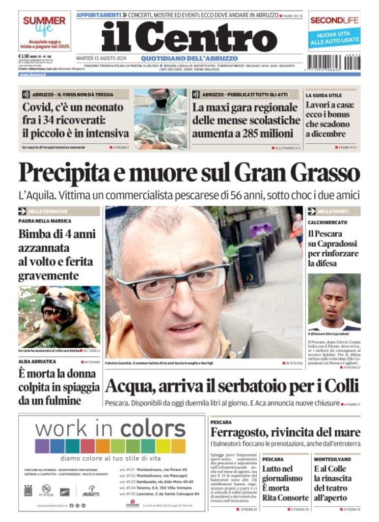 anteprima della prima pagina di il-centro-pescara del 13/08/2024