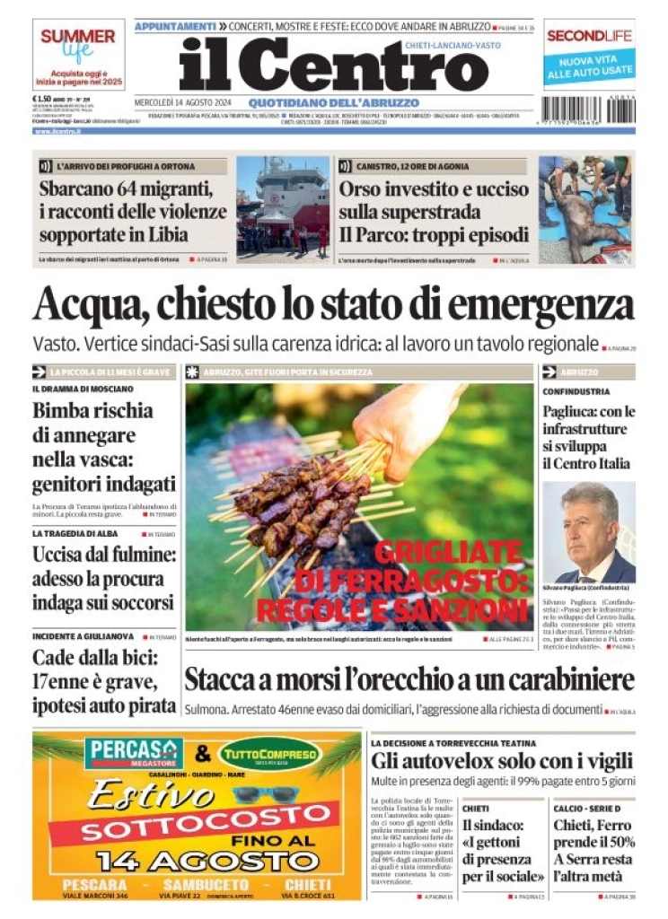 anteprima della prima pagina di il-centro-chieti del 14/08/2024