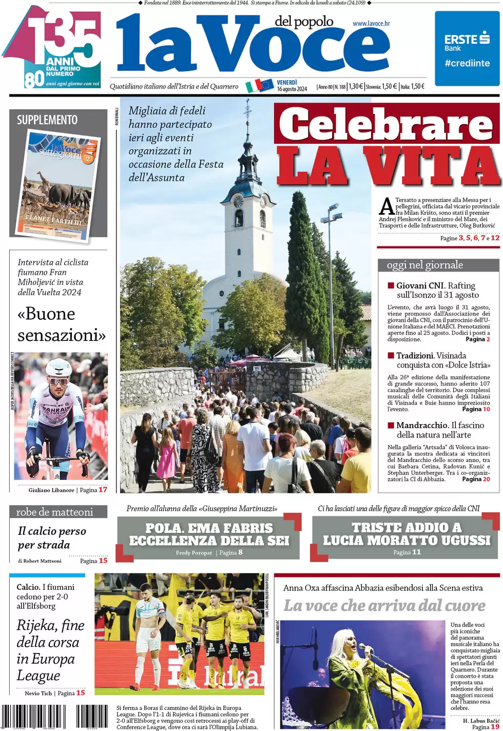 anteprima della prima pagina di la-voce-del-popolo del 16/08/2024