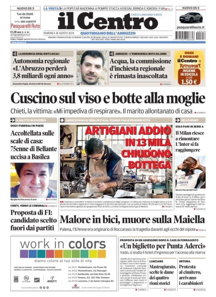 anteprima della prima pagina di il-centro-chieti del 18/08/2024