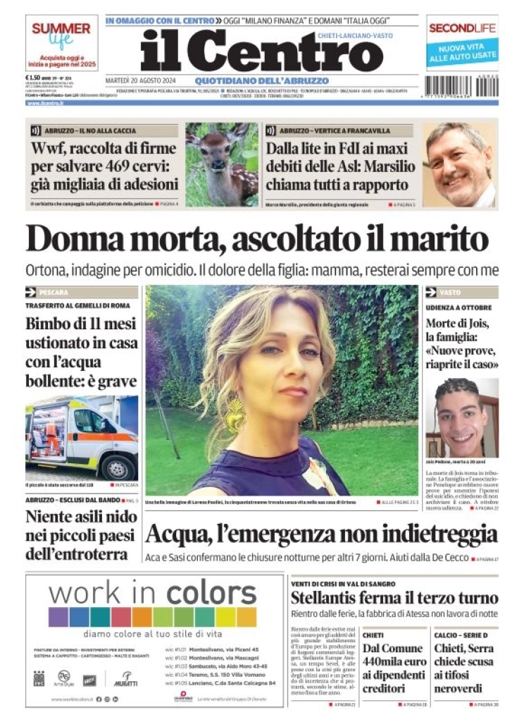 anteprima della prima pagina di il-centro-chieti del 20/08/2024
