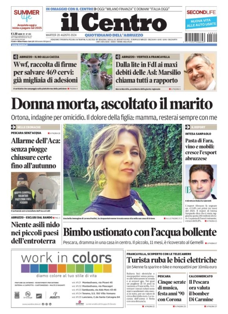 anteprima della prima pagina di il-centro-pescara del 20/08/2024