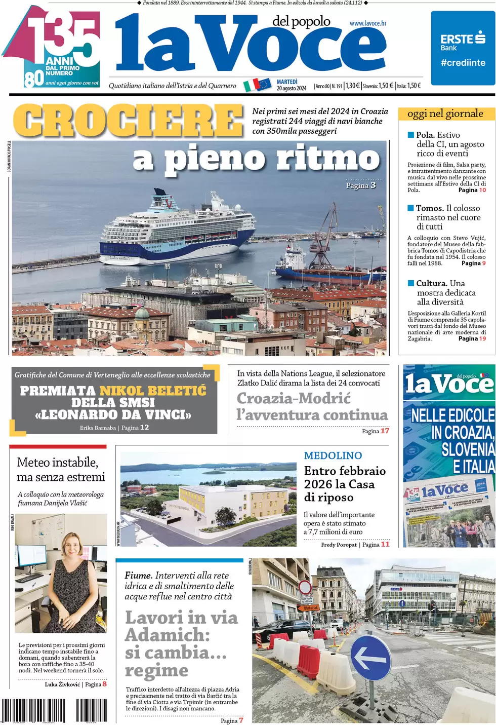 anteprima della prima pagina di la-voce-del-popolo del 20/08/2024