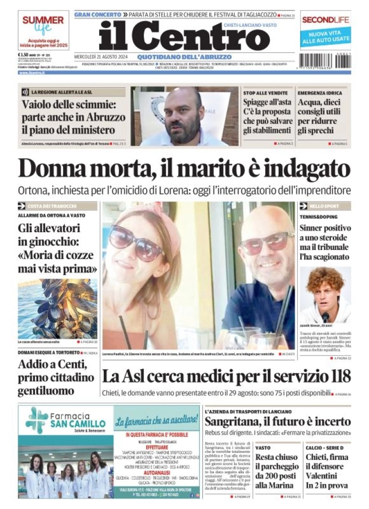 anteprima della prima pagina di il-centro-chieti del 21/08/2024