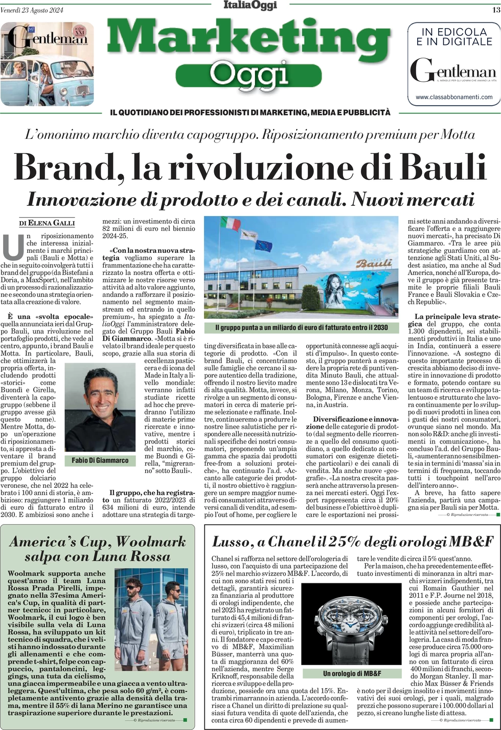 anteprima della prima pagina di marketing-oggi del 23/08/2024