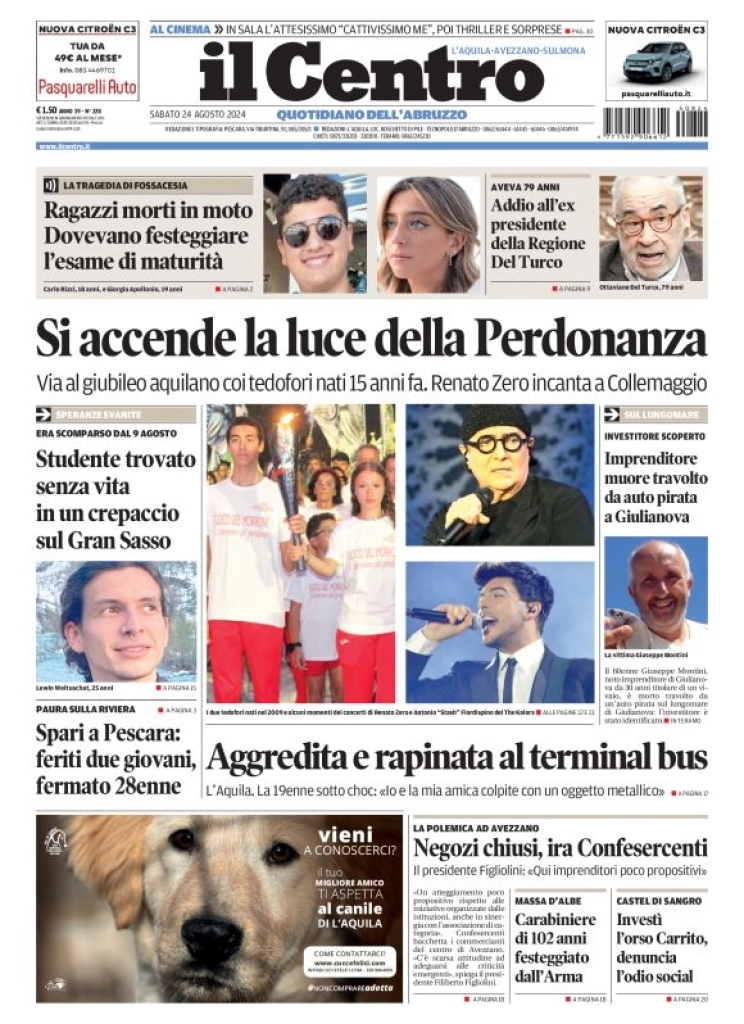 anteprima della prima pagina di il-centro-laquila del 24/08/2024