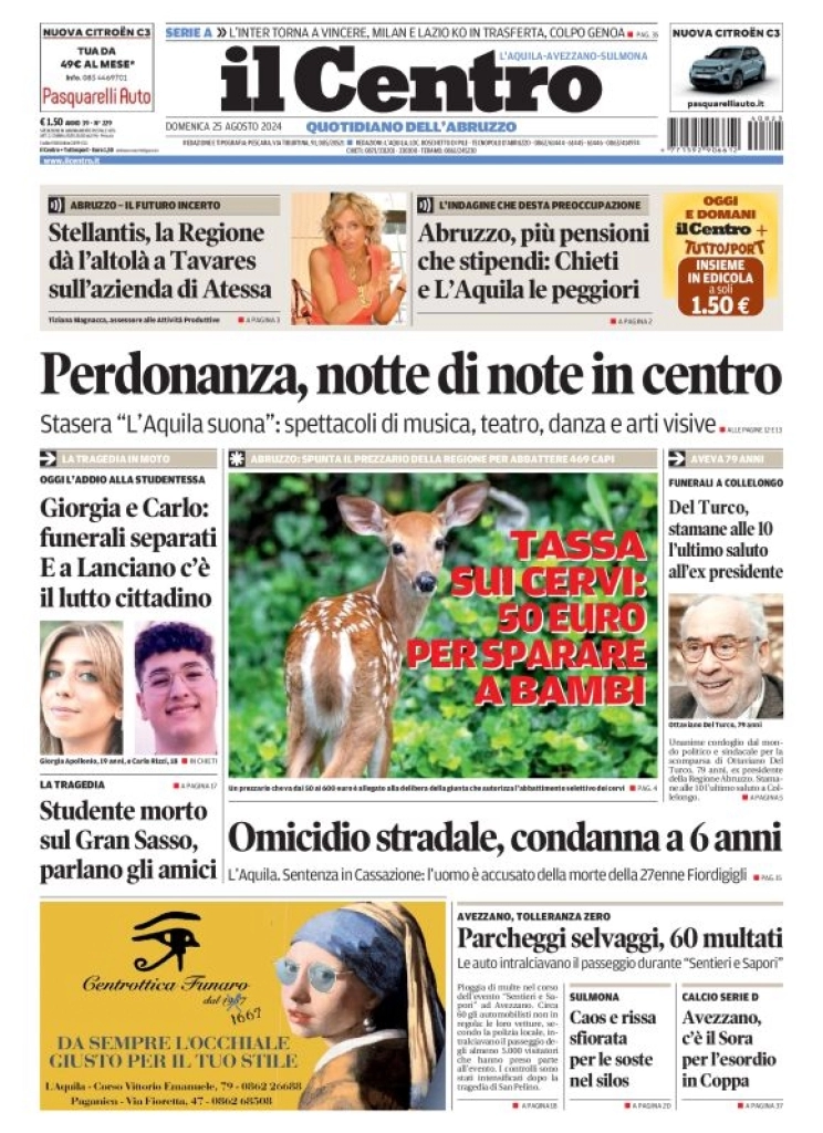 anteprima della prima pagina di il-centro-laquila del 25/08/2024