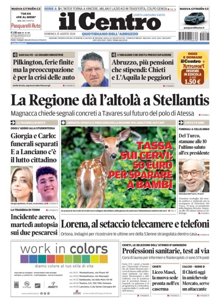anteprima della prima pagina di il-centro-chieti del 25/08/2024
