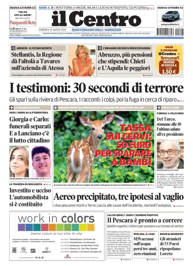anteprima della prima pagina di il-centro-pescara del 25/08/2024