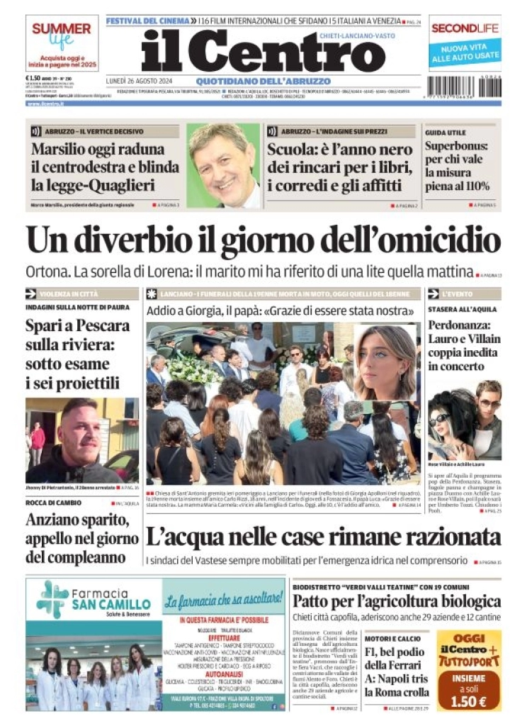 anteprima della prima pagina di il-centro-chieti del 26/08/2024