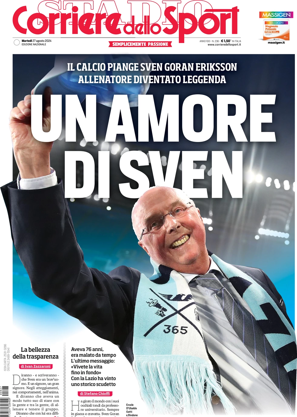 anteprima della prima pagina di corriere-dello-sport del 27/08/2024
