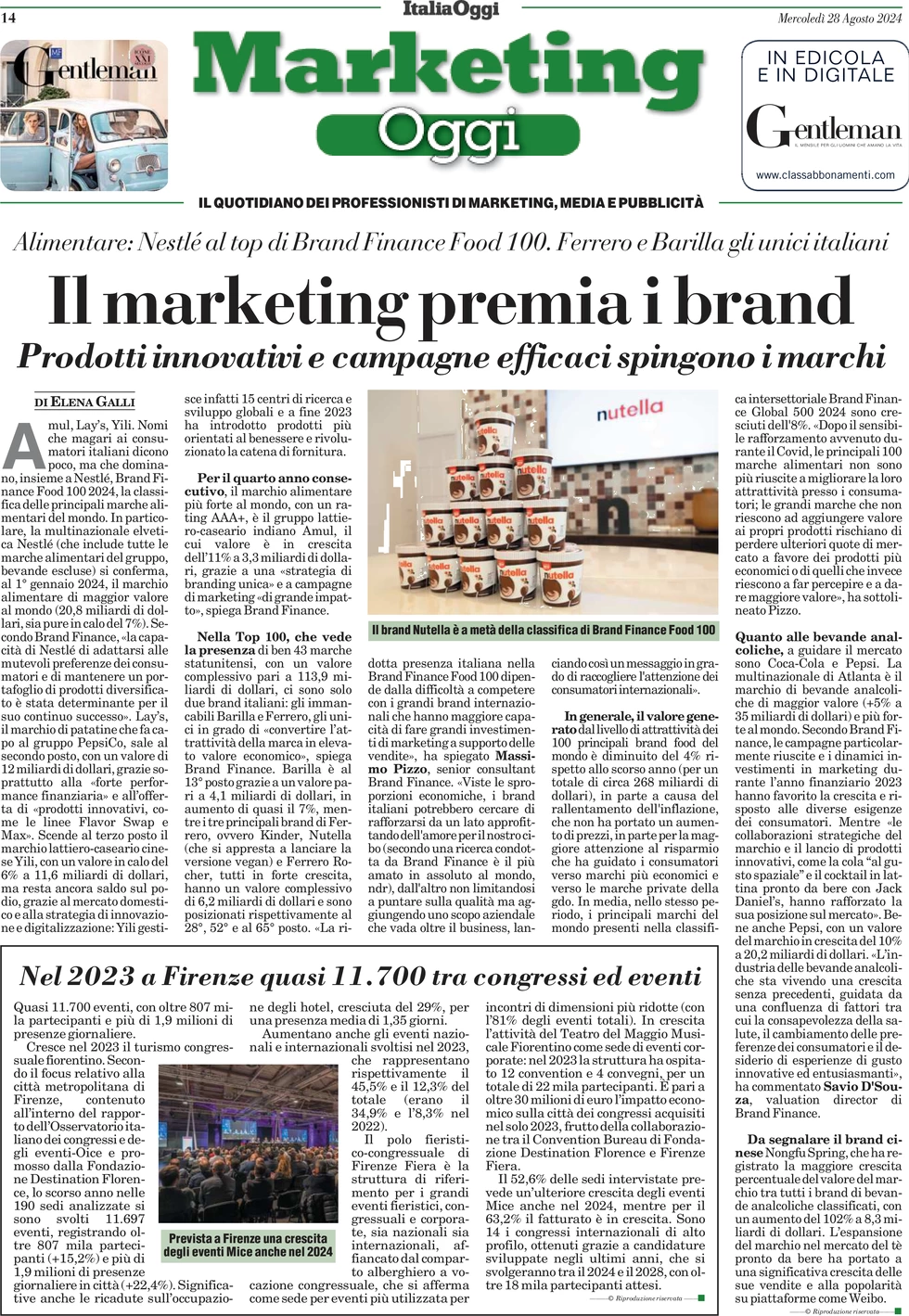 anteprima della prima pagina di marketing-oggi del 28/08/2024