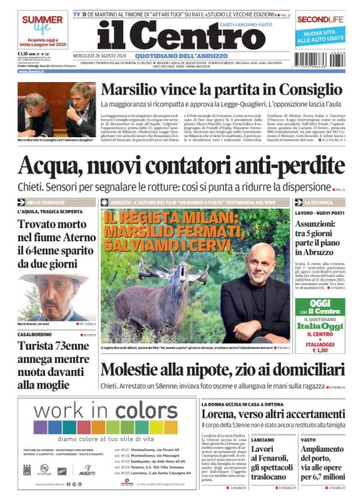 anteprima della prima pagina di il-centro-chieti del 28/08/2024