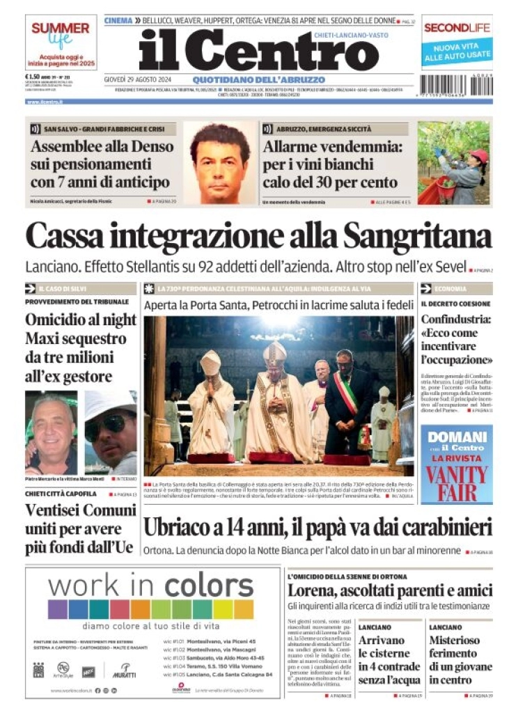 anteprima della prima pagina di il-centro-chieti del 29/08/2024
