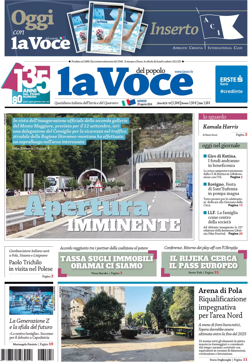 anteprima della prima pagina di la-voce-del-popolo del 29/08/2024