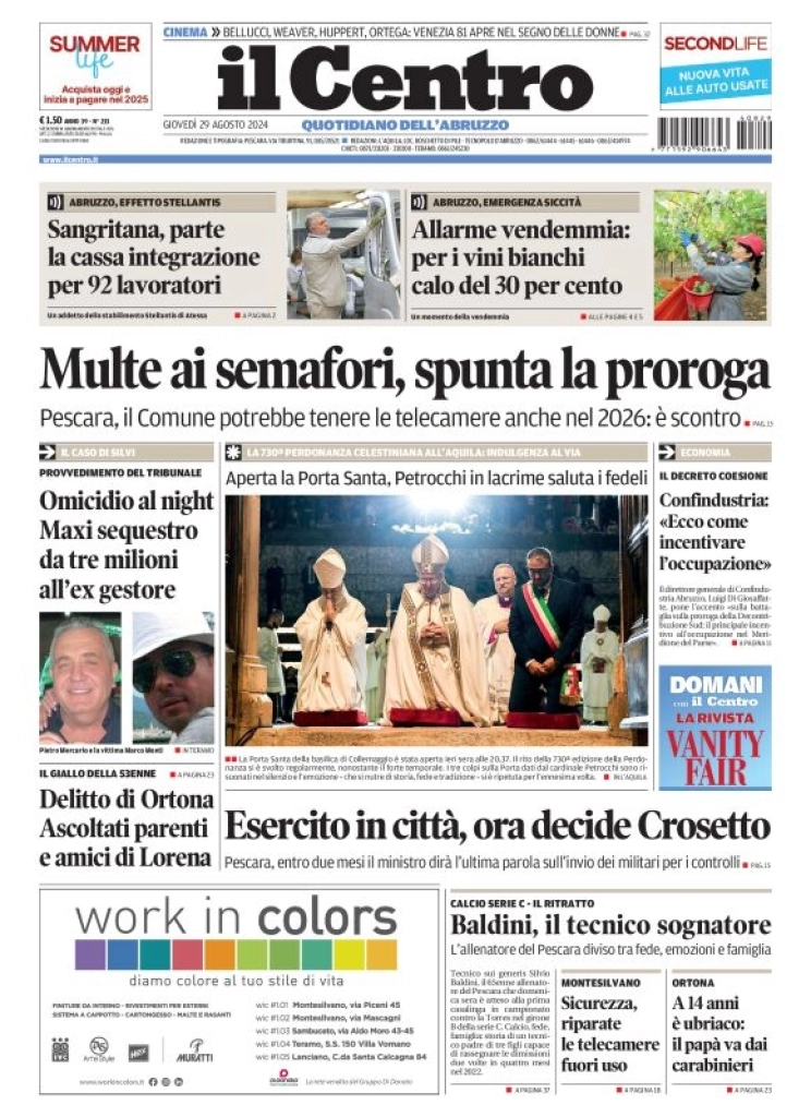 anteprima della prima pagina di il-centro-pescara del 29/08/2024