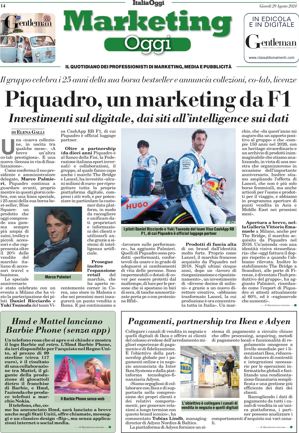 anteprima della prima pagina di marketing-oggi del 29/08/2024