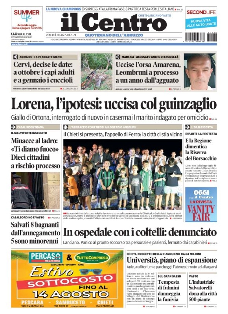 anteprima della prima pagina di il-centro-chieti del 30/08/2024