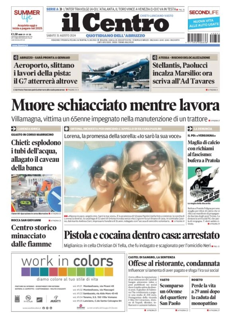 anteprima della prima pagina di il-centro-chieti del 31/08/2024