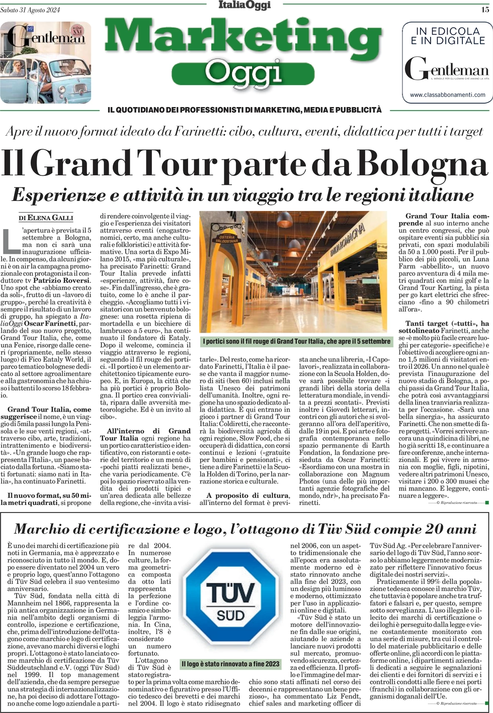 anteprima della prima pagina di marketing-oggi del 31/08/2024