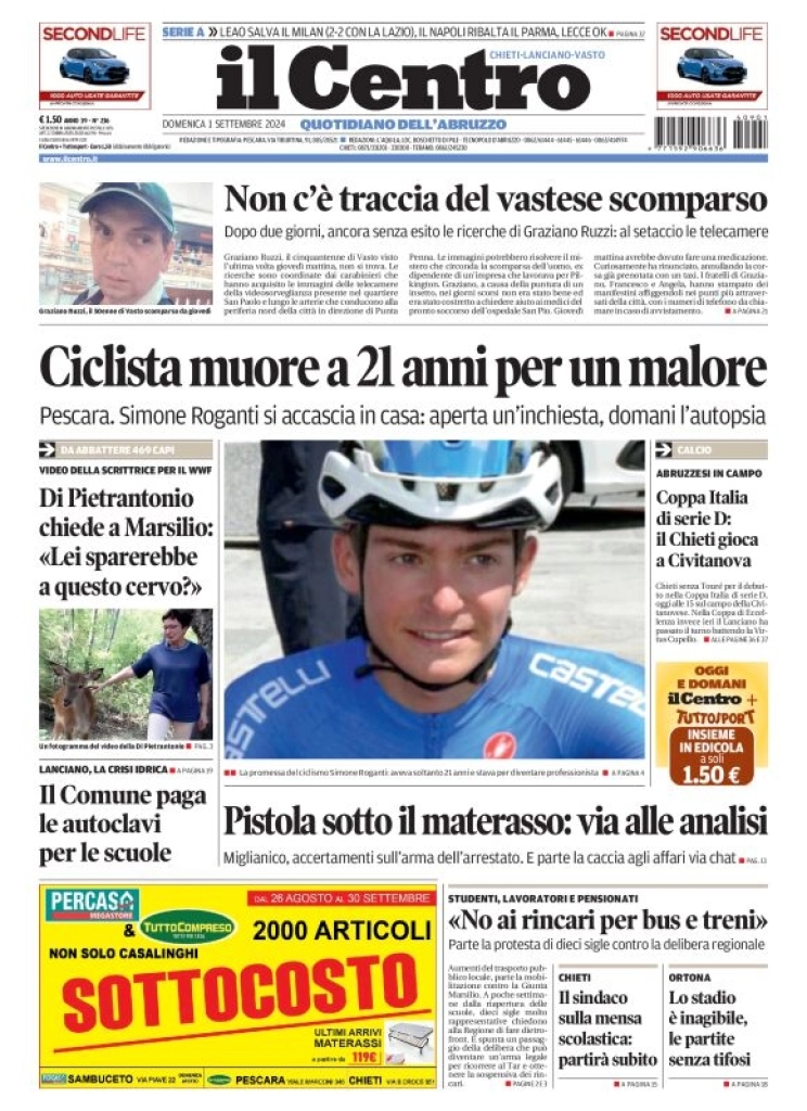 anteprima della prima pagina di il-centro-chieti del 01/09/2024