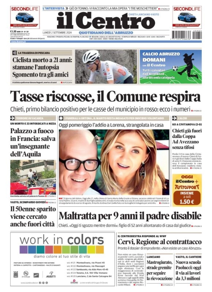 anteprima della prima pagina di il-centro-chieti del 02/09/2024