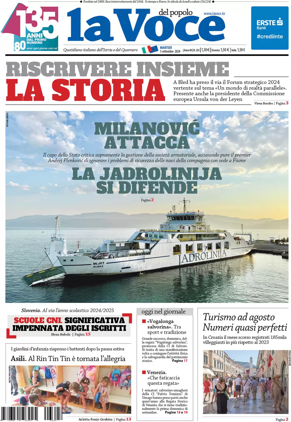 anteprima della prima pagina di la-voce-del-popolo del 03/09/2024
