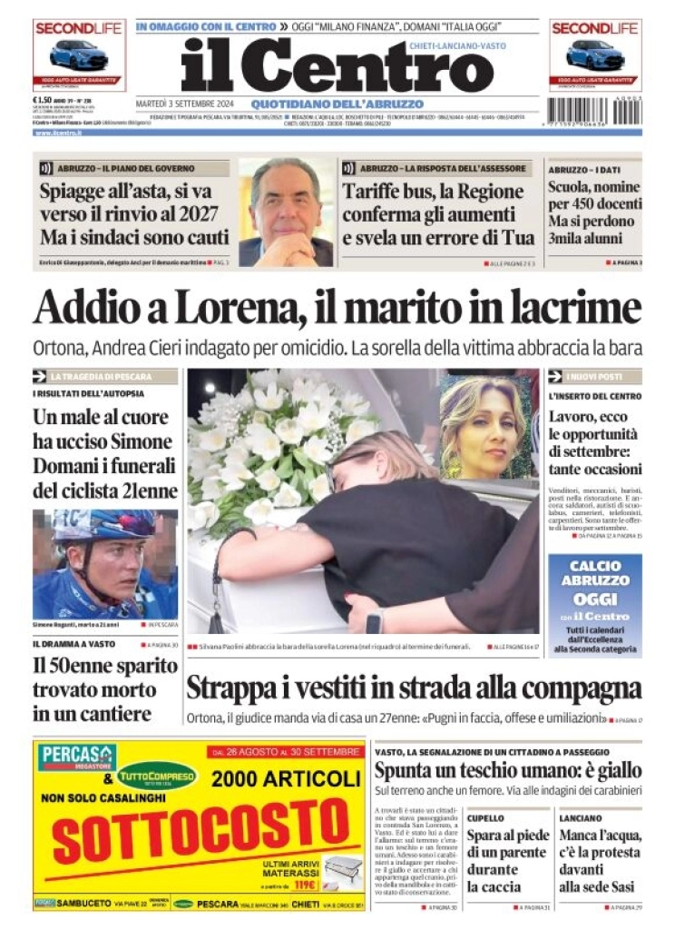 anteprima della prima pagina di il-centro-chieti del 03/09/2024