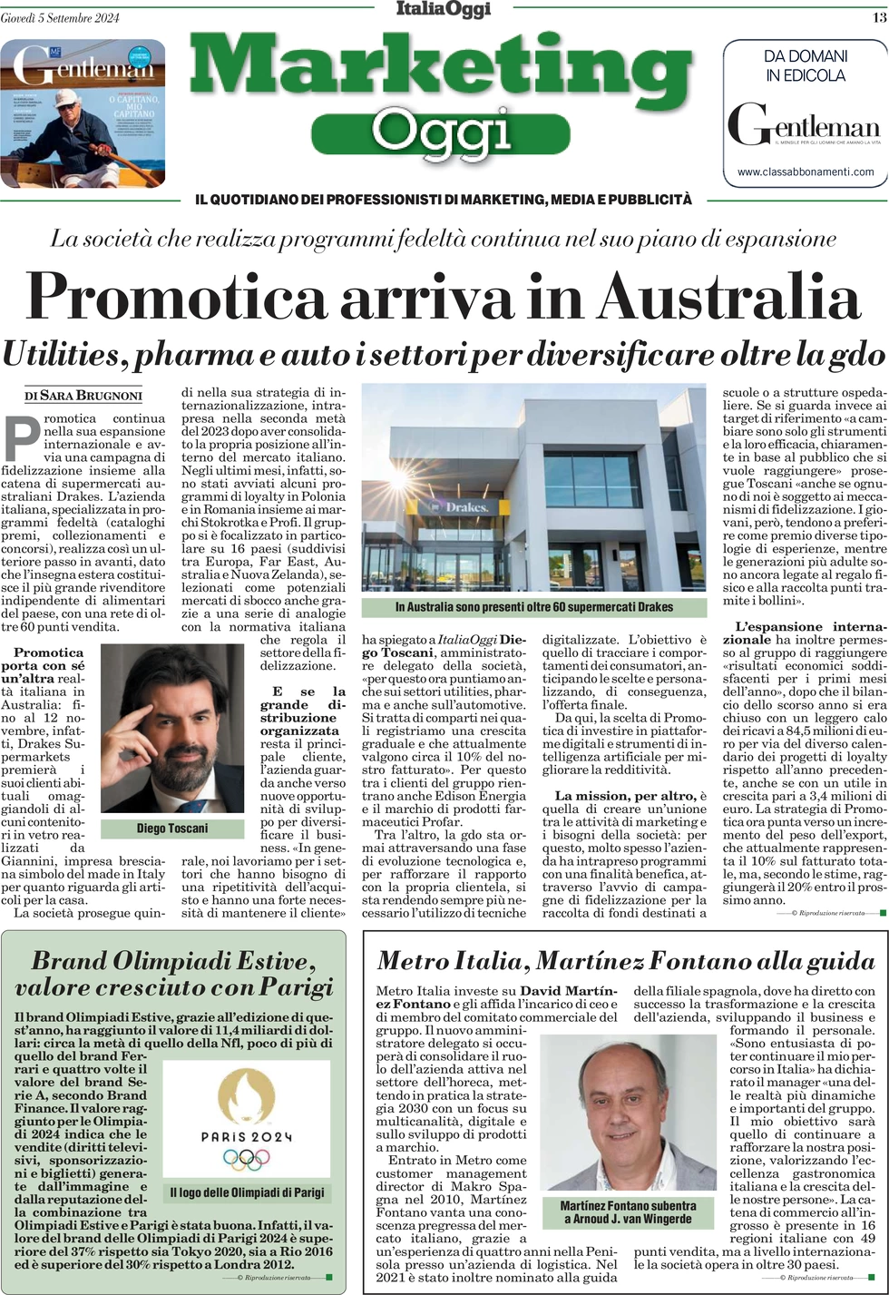 anteprima della prima pagina di marketing-oggi del 05/09/2024