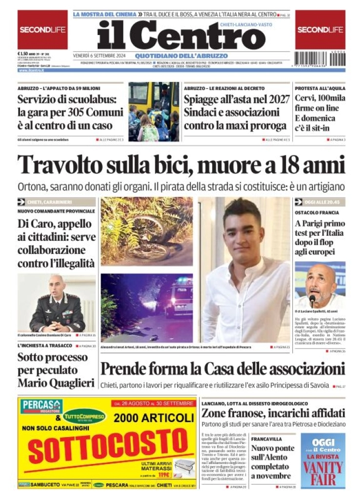 anteprima della prima pagina di il-centro-chieti del 06/09/2024