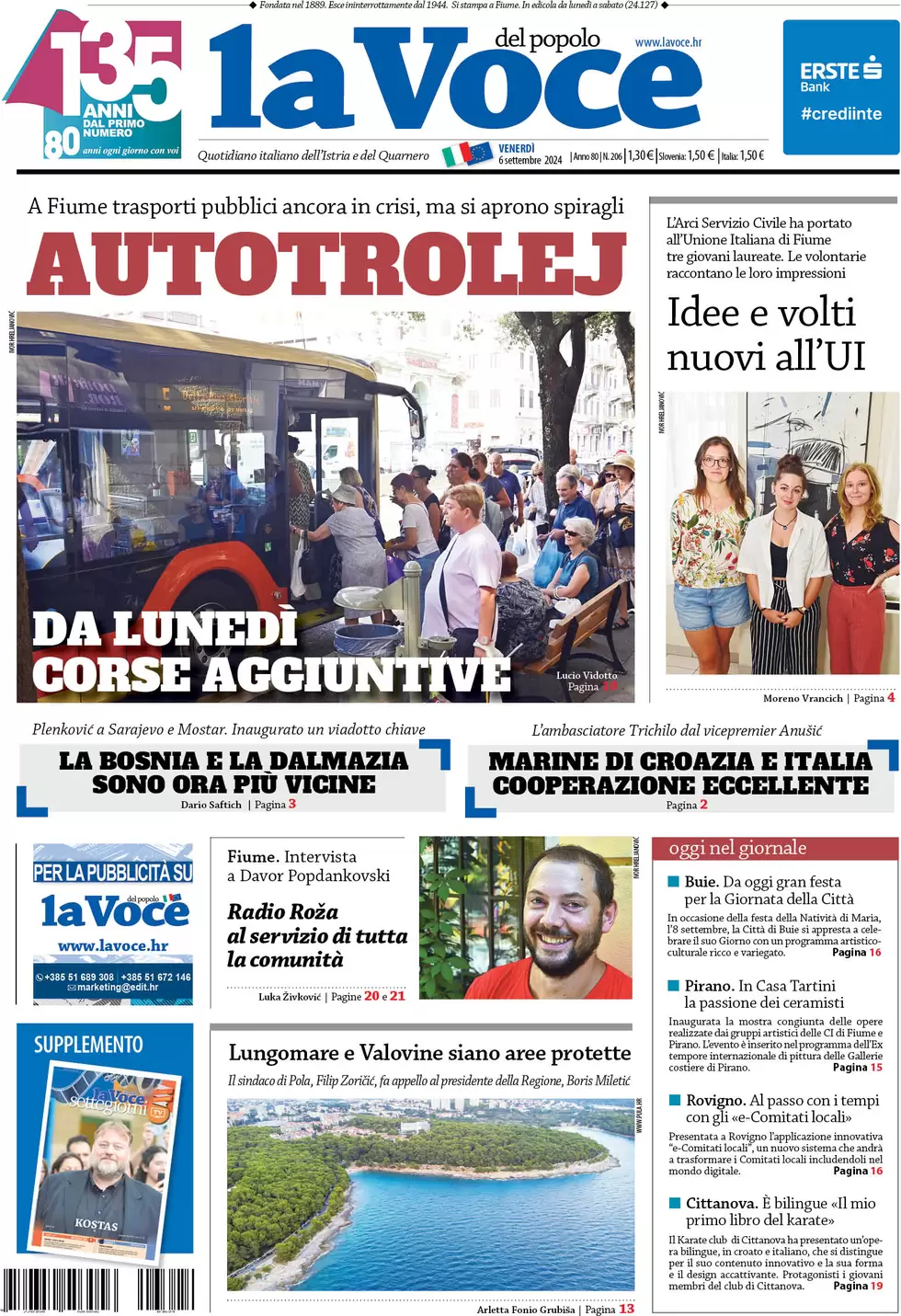 anteprima della prima pagina di la-voce-del-popolo del 06/09/2024