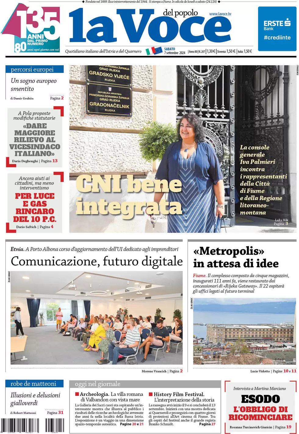 anteprima della prima pagina di la-voce-del-popolo del 07/09/2024