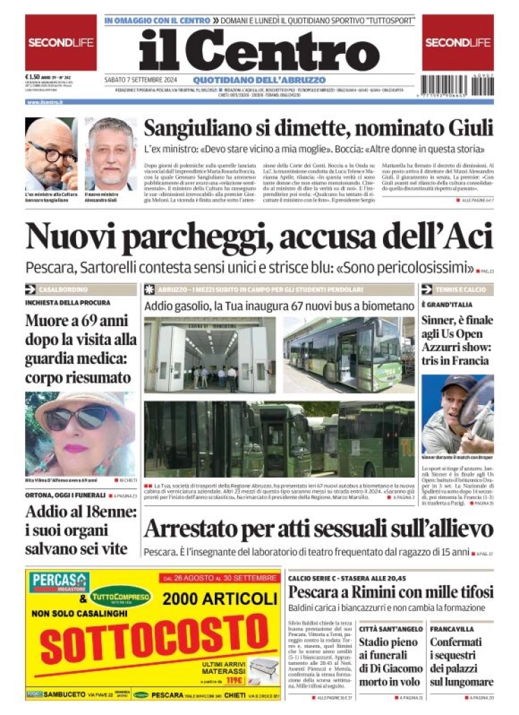 anteprima della prima pagina di il-centro-pescara del 07/09/2024