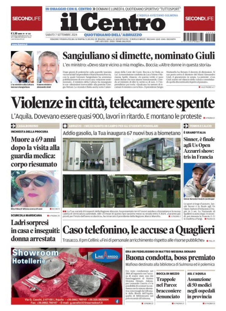 anteprima della prima pagina di il-centro-laquila del 07/09/2024