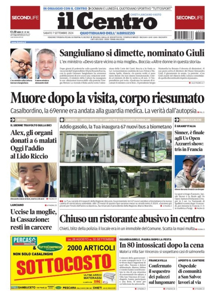 anteprima della prima pagina di il-centro-chieti del 07/09/2024