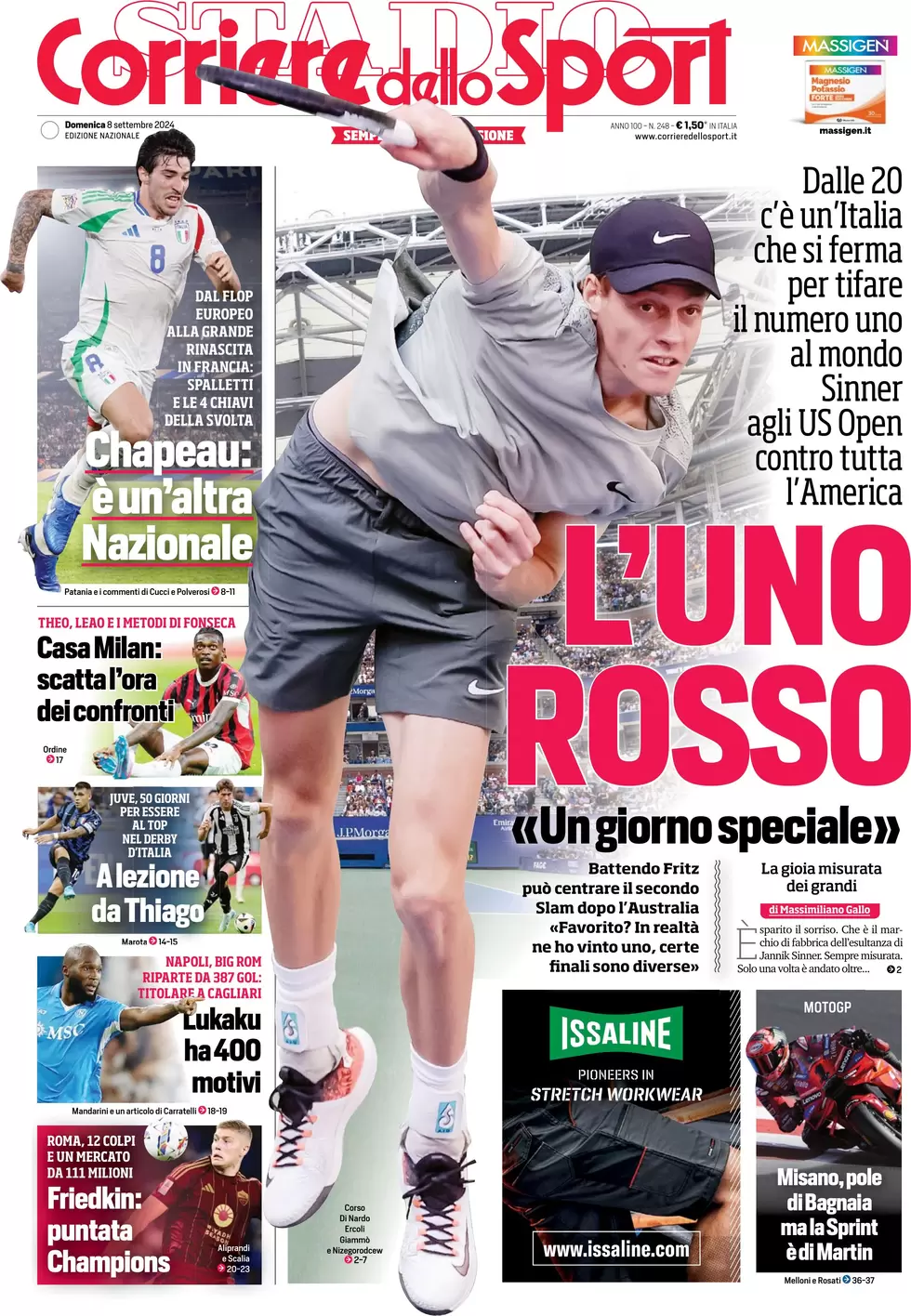 anteprima della prima pagina di corriere-dello-sport del 08/09/2024