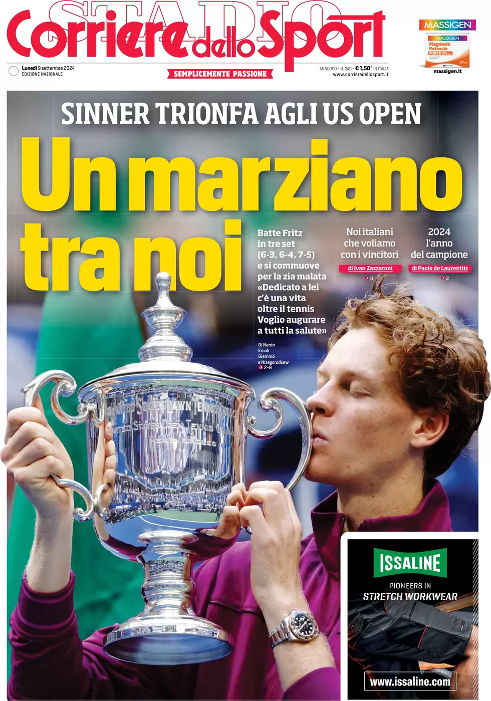 anteprima della prima pagina di corriere-dello-sport del 09/09/2024