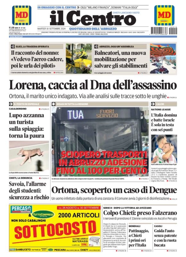 anteprima della prima pagina di il-centro-chieti del 10/09/2024