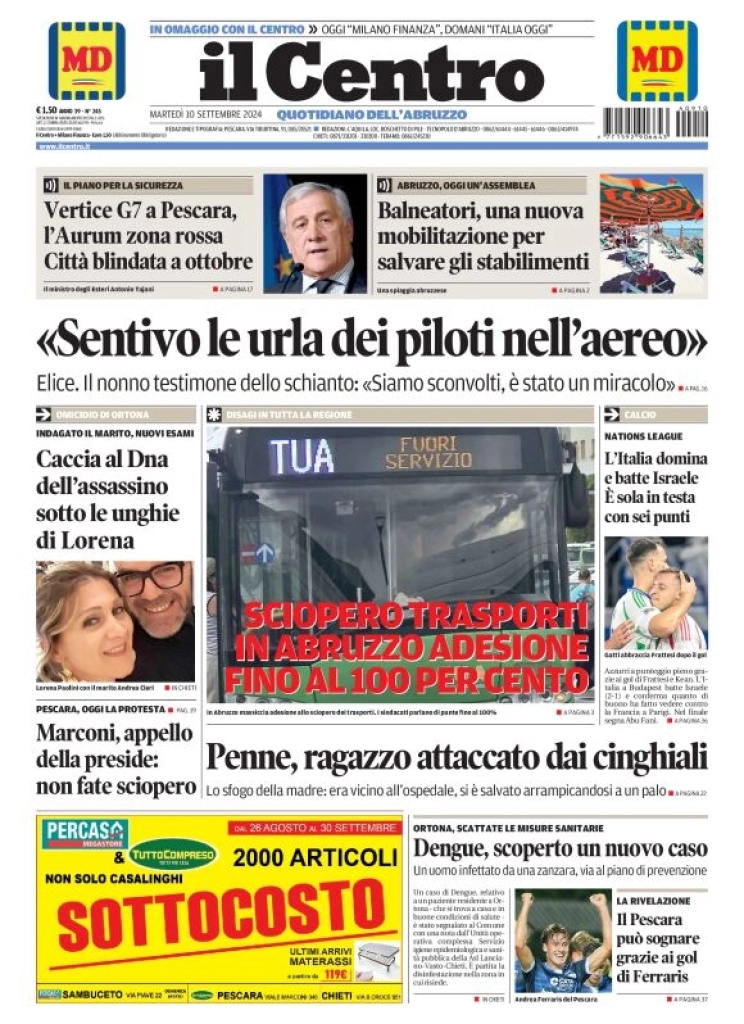 anteprima della prima pagina di il-centro-pescara del 10/09/2024