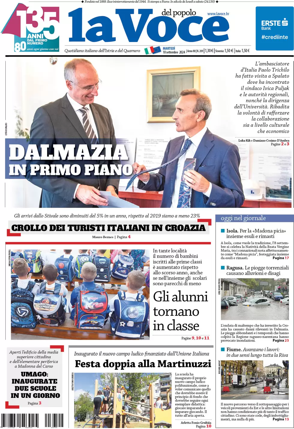 anteprima della prima pagina di la-voce-del-popolo del 10/09/2024
