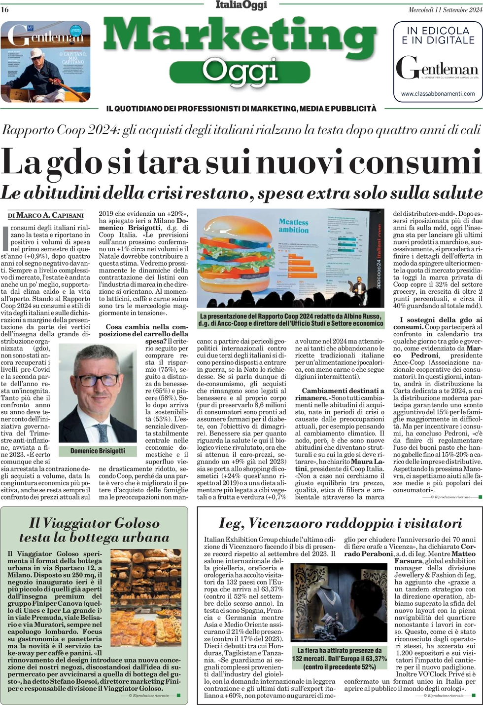 anteprima della prima pagina di marketing-oggi del 11/09/2024