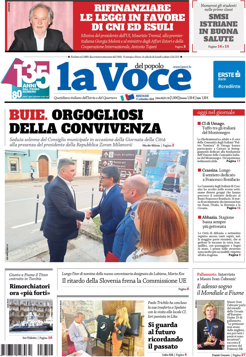 anteprima della prima pagina di la-voce-del-popolo del 11/09/2024