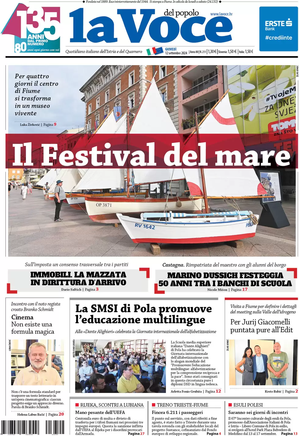 anteprima della prima pagina di la-voce-del-popolo del 12/09/2024