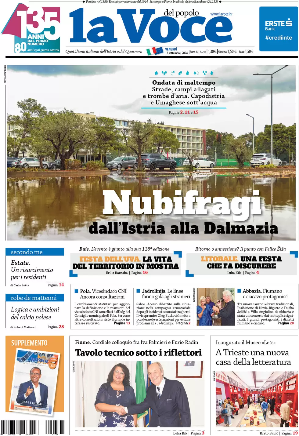 anteprima della prima pagina di la-voce-del-popolo del 13/09/2024