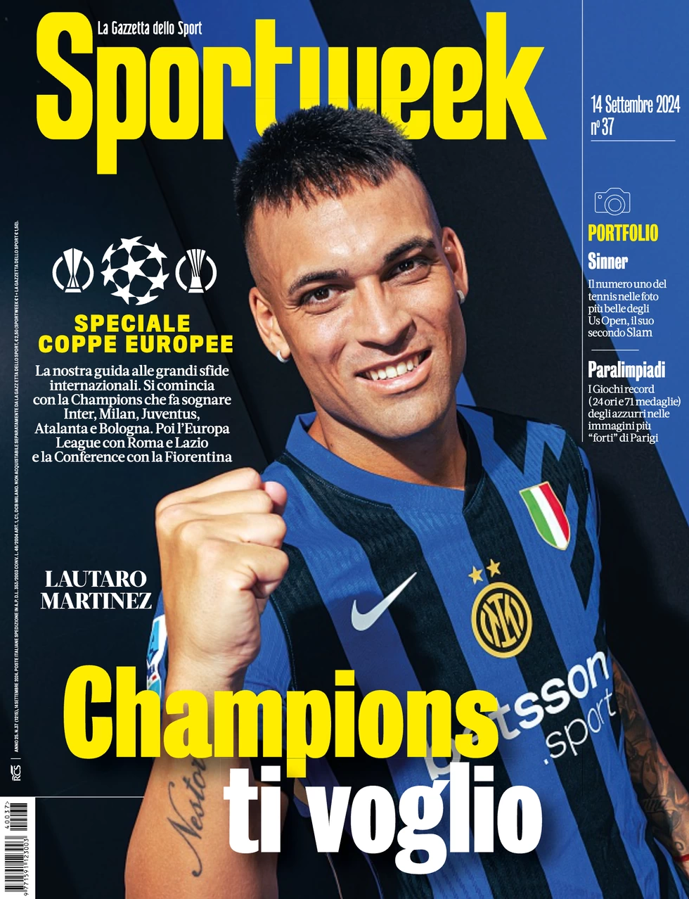 anteprima della prima pagina di sportweek-la-gazzetta-dello-sport del 14/09/2024