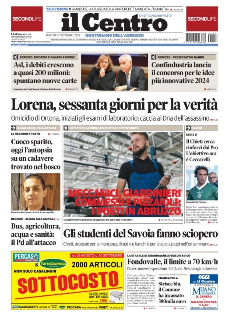 anteprima della prima pagina di il-centro-chieti del 17/09/2024